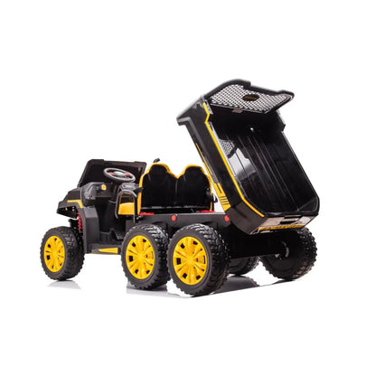 24V 6 Wheeler Tractor Trailer 2 Seater Ride-on with Dump Cart and Parental Remote