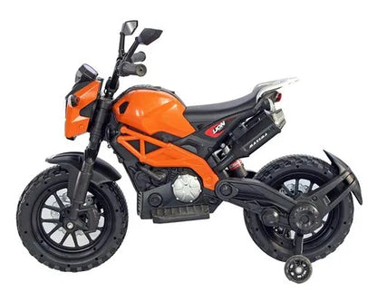 KIDS Ride on 12V ELECTRIC MOTORCYCLE, DIRT BIKE, WITH TRAINING WHEELS