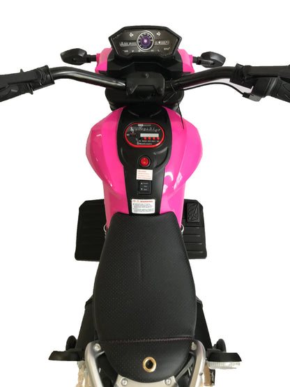 KIDS Ride on 12V ELECTRIC MOTORCYCLE, DIRT BIKE, WITH TRAINING WHEELS