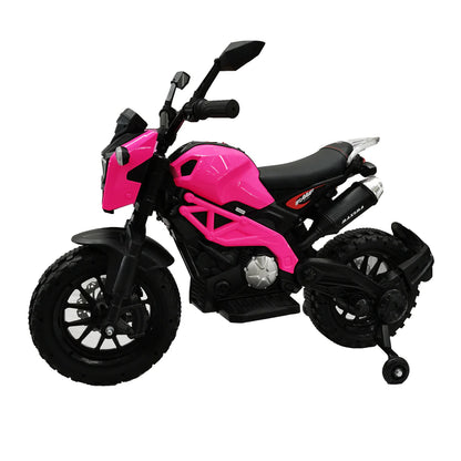 KIDS Ride on 12V ELECTRIC MOTORCYCLE, DIRT BIKE, WITH TRAINING WHEELS