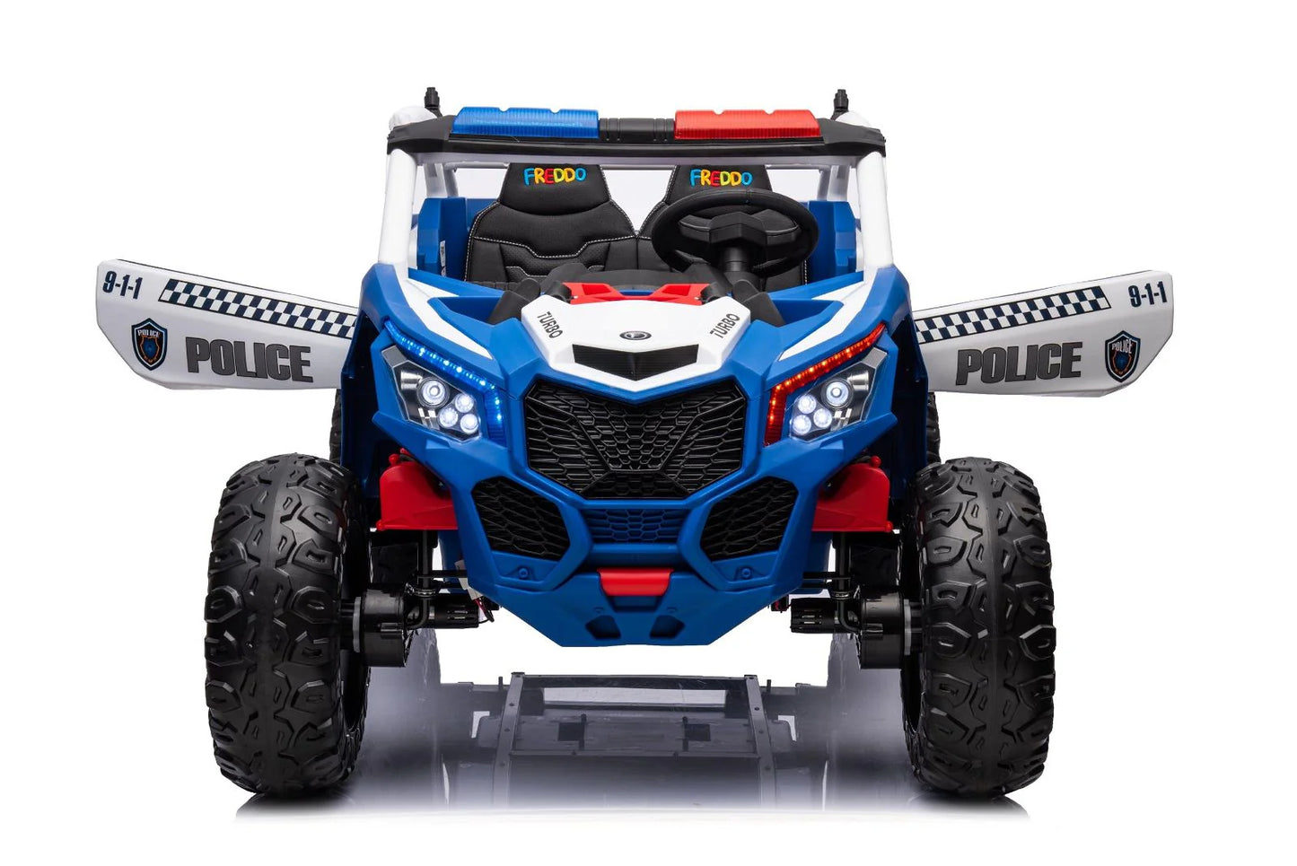 24V Storm Police UTV 2-Seater for Kids with Lights & Sirens for Action-Packed Adventures with Remote Control