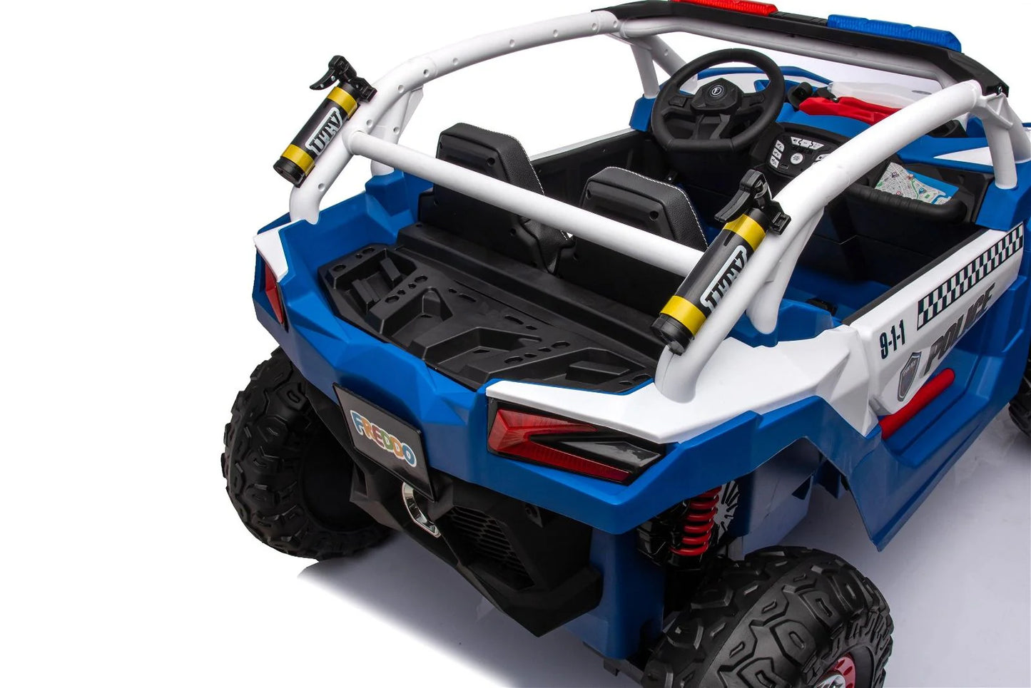 24V Storm Police UTV 2-Seater for Kids with Lights & Sirens for Action-Packed Adventures with Remote Control