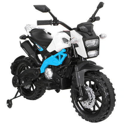 KIDS Ride on 12V ELECTRIC MOTORCYCLE, DIRT BIKE, WITH TRAINING WHEELS