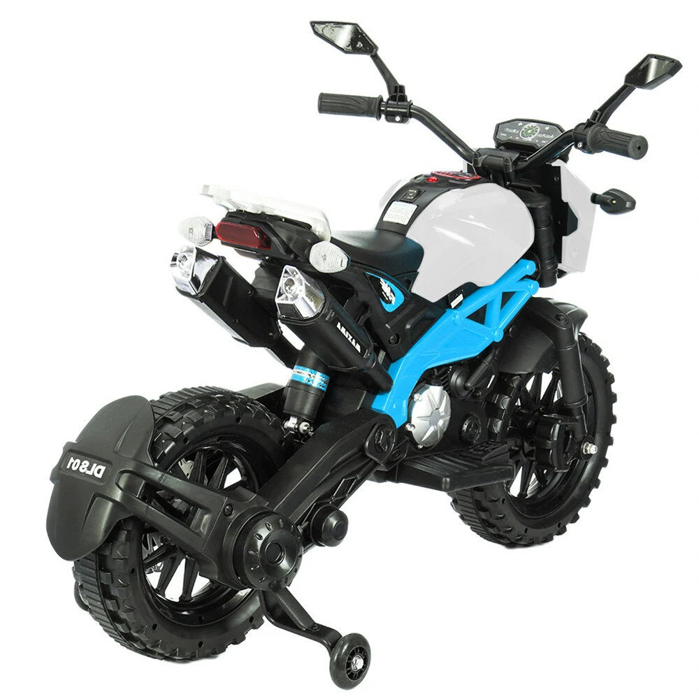 KIDS Ride on ELECTRIC MOTORCYCLE, DIRT BIKE, WITH TRAINING WHEELS