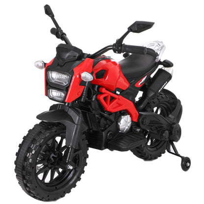 KIDS Ride on 12V ELECTRIC MOTORCYCLE, DIRT BIKE, WITH TRAINING WHEELS